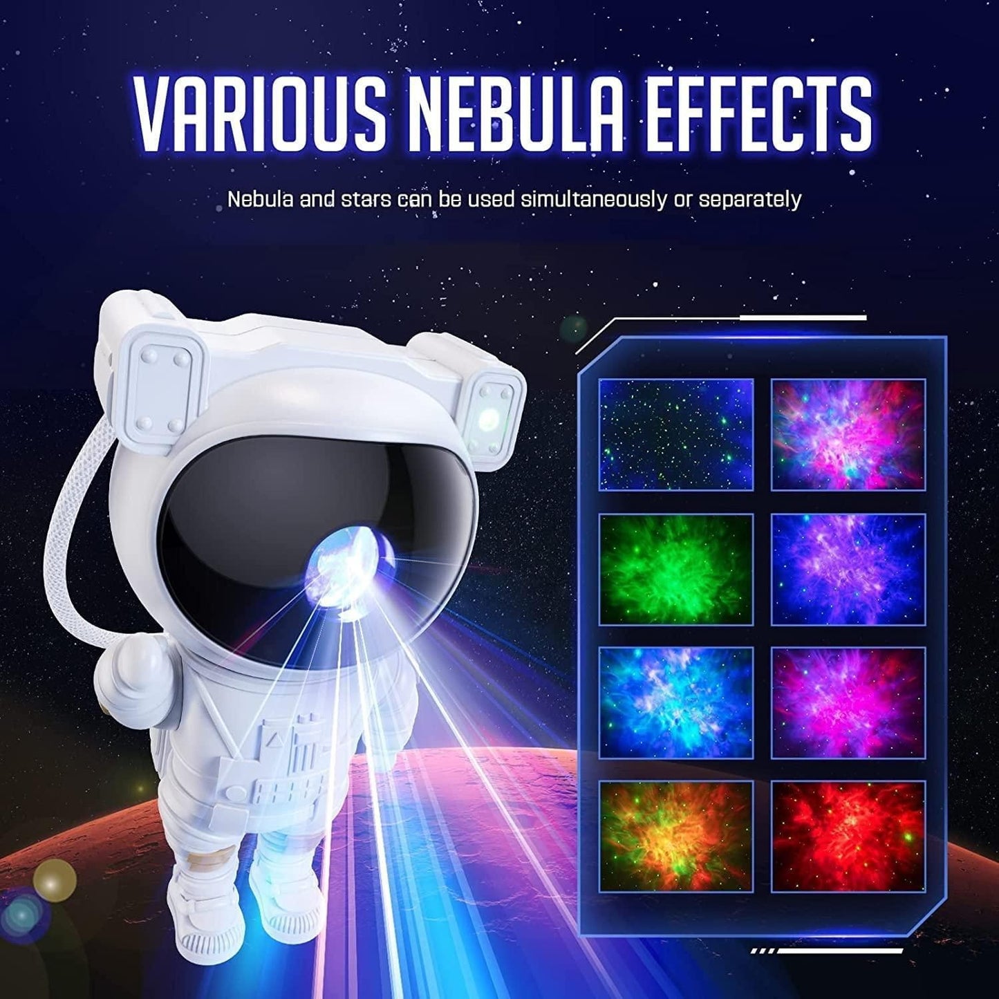 Astronaut Galaxy Projector with 360° Rotating Head and Remote Control – Star Night Light for Bedroom and Decor