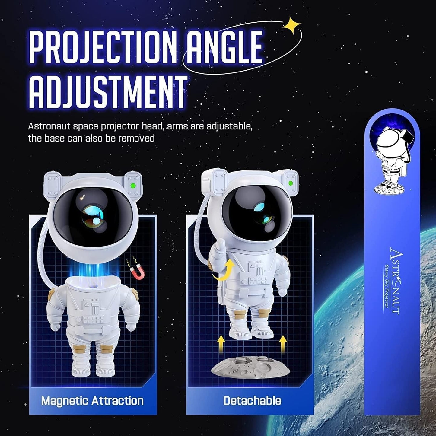 Astronaut Galaxy Projector with 360° Rotating Head and Remote Control – Star Night Light for Bedroom and Decor