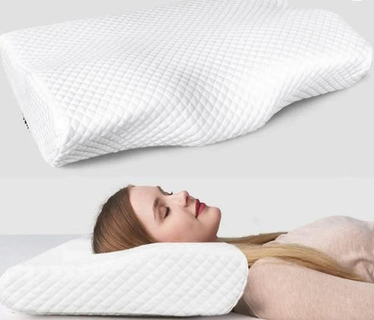 Orthopedic Memory Foam Pillow for Neck Pain Relief – Ergonomic Design, White